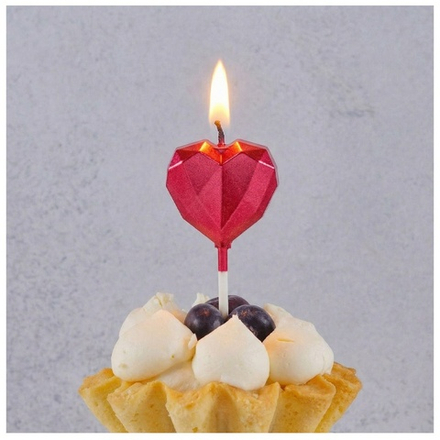 Свеча Сердце Диамант красное 3,5см
