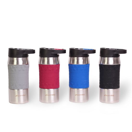 Термокружка 380 мл. из нержавеющей стали Kamille KM 2063 с карабином