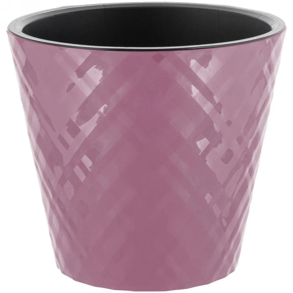 Горшок для цветов пластиковый 3,3л d-19см «Manhattan» c дренажной вставкой, морозная слива