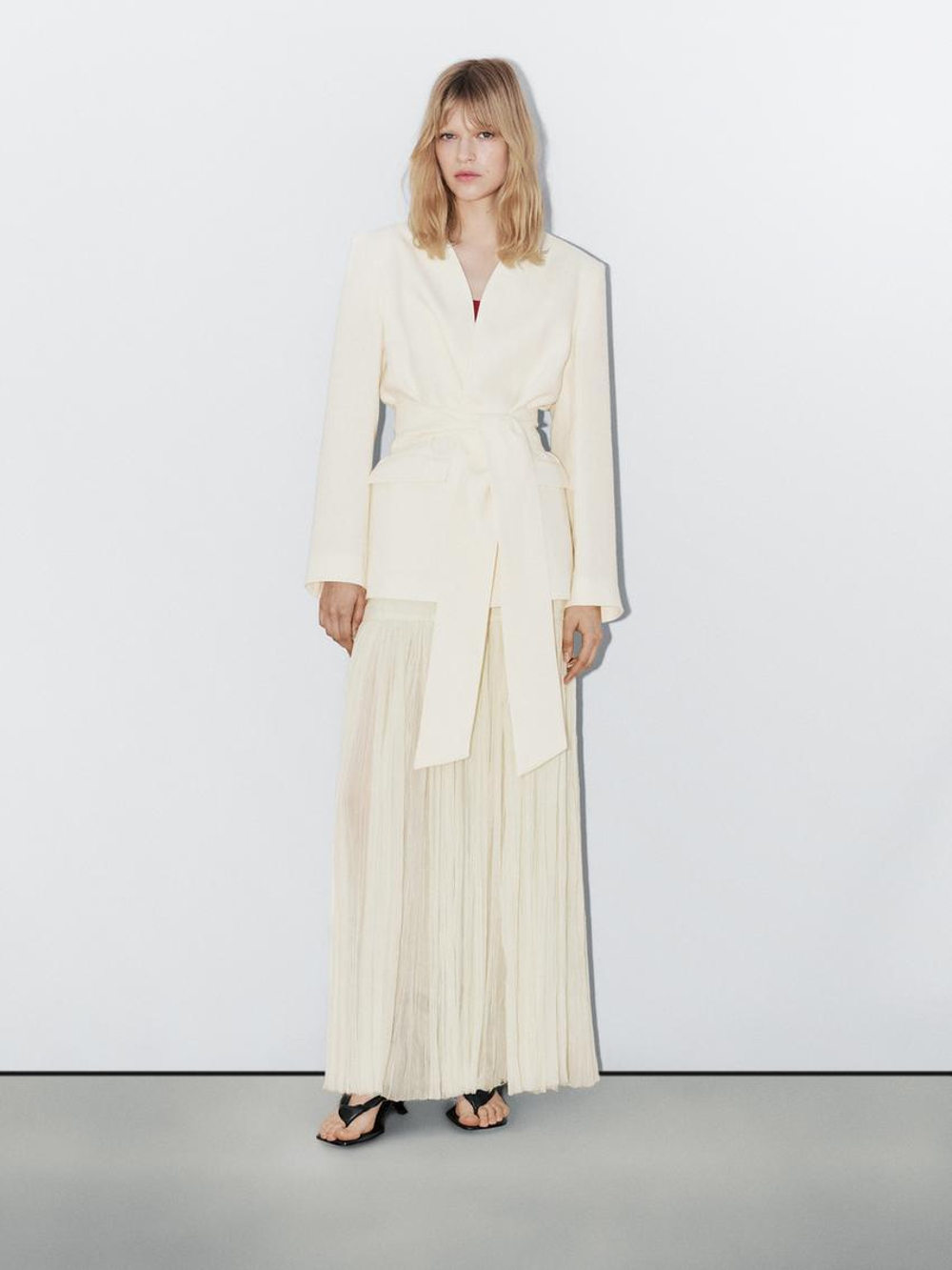 Massimo Dutti Блейзер из 100% льна - Studio, натуральный