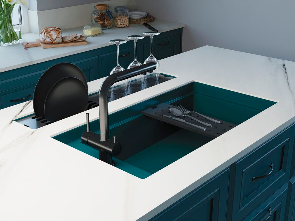 Кухонная мойка Omoikiri KINARU PRO  86-U/I-DO 4997024 deep ocean 82х46 см.