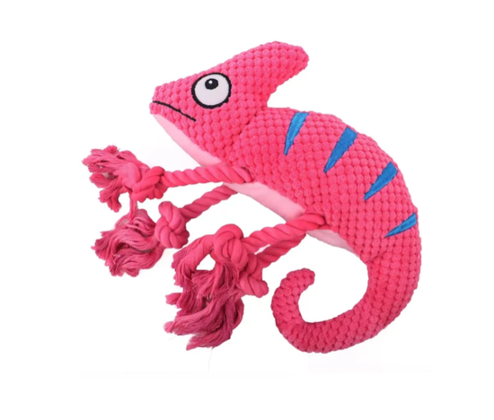 Mr.Kranch Игрушка для собак "Хамелеон" плюшевая с канатиками и пищалкой 26 см