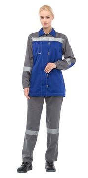 Костюм женский "Тимбер" брюки (серый/василек)