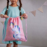 Набор для детского сада: кармашек, коврик, мешок. Единорог розовый