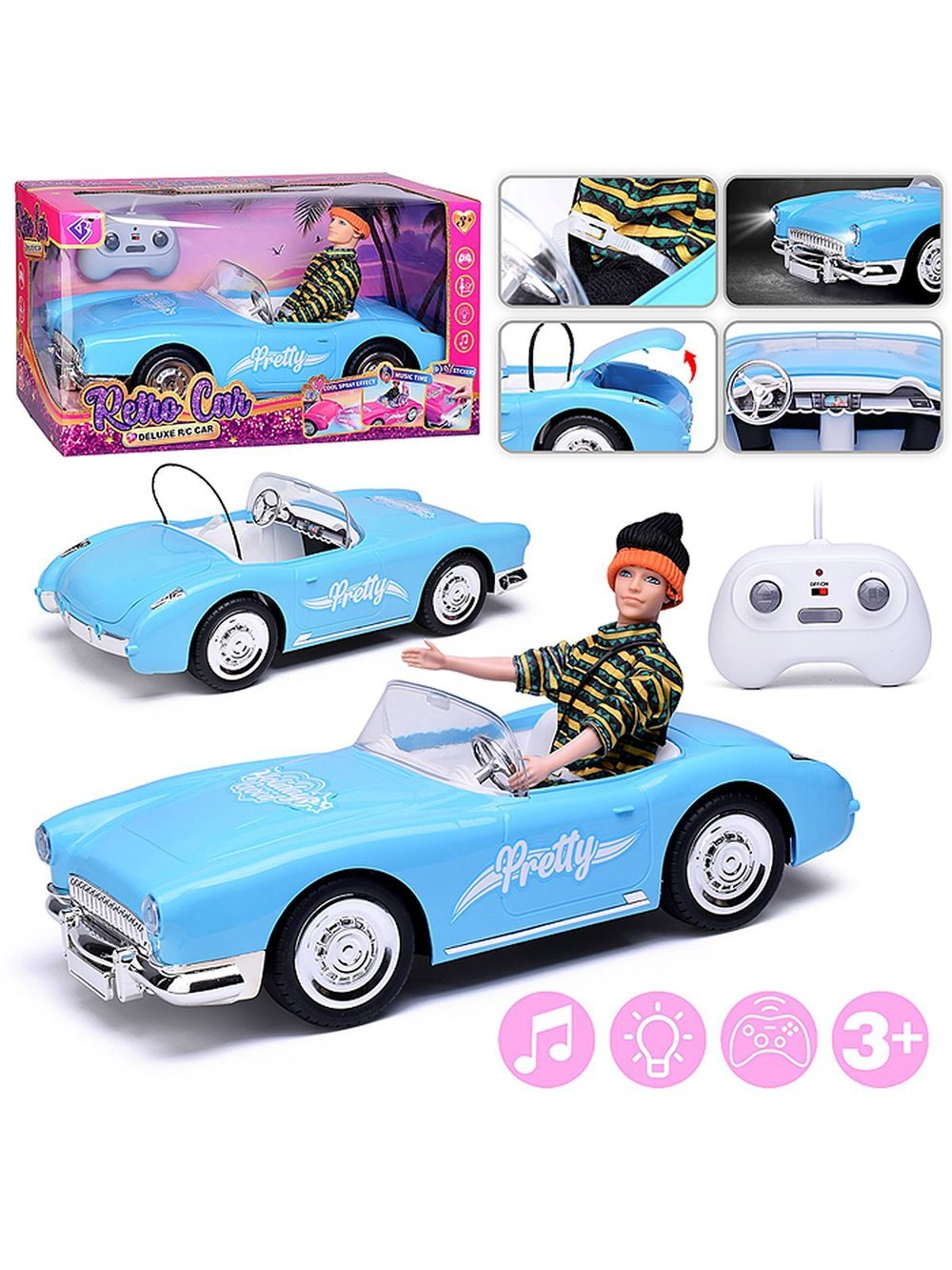 Машинка Кабриолет для куклы на радиоуправлении (886-14)