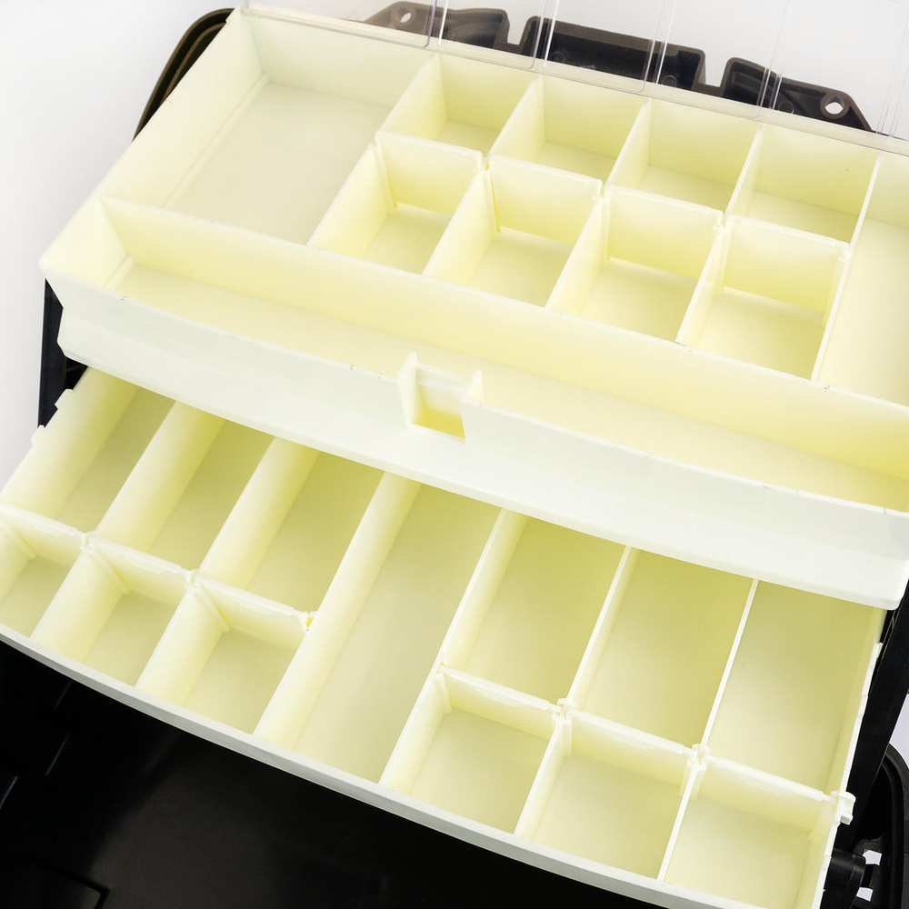 Ящик-органайзер двухполочный (330*200*175мм), Олива