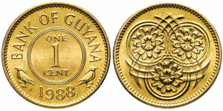 Гайана 1 цент, 1967 - 1992 Виктория XF