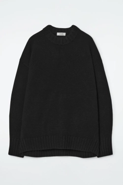 COS КАШЕМИРОВЫЙ СВИТЕР ГРУБОЙ ВЯЗКИ, ЧЕРНЫЙ