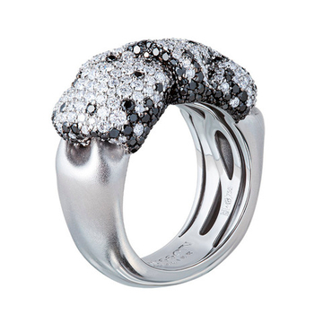 Кольцо с Белыми и Черными Бриллиантами, R0132-3/3