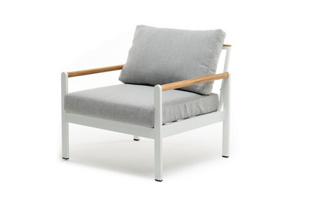 Кресло из алюминия Joygarden МАЯ, White Matte (белый матовый), светло-серый