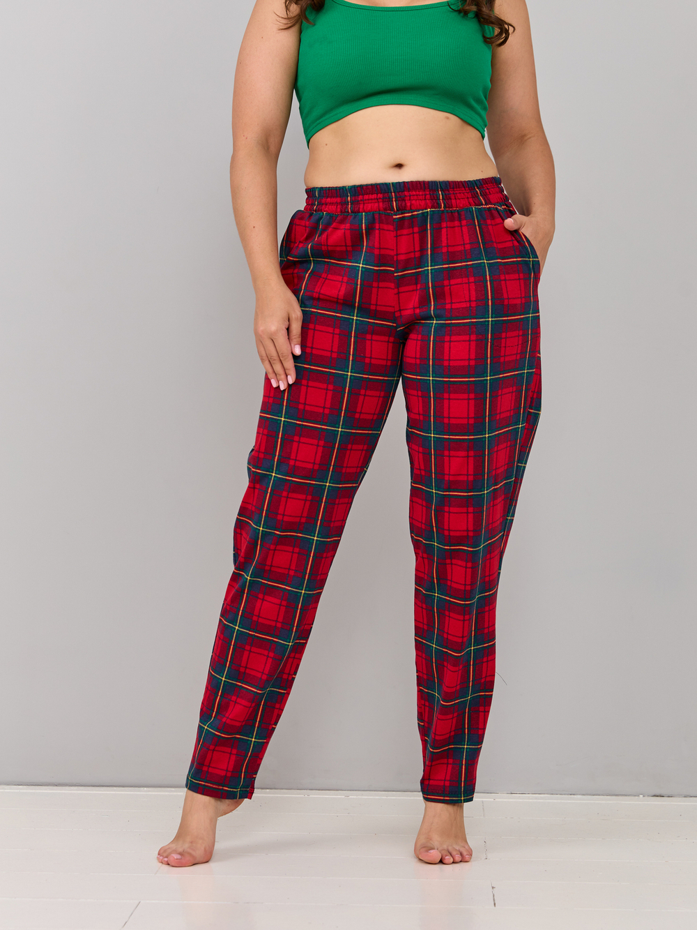 Брюки Б-18/красносиняя-клетка