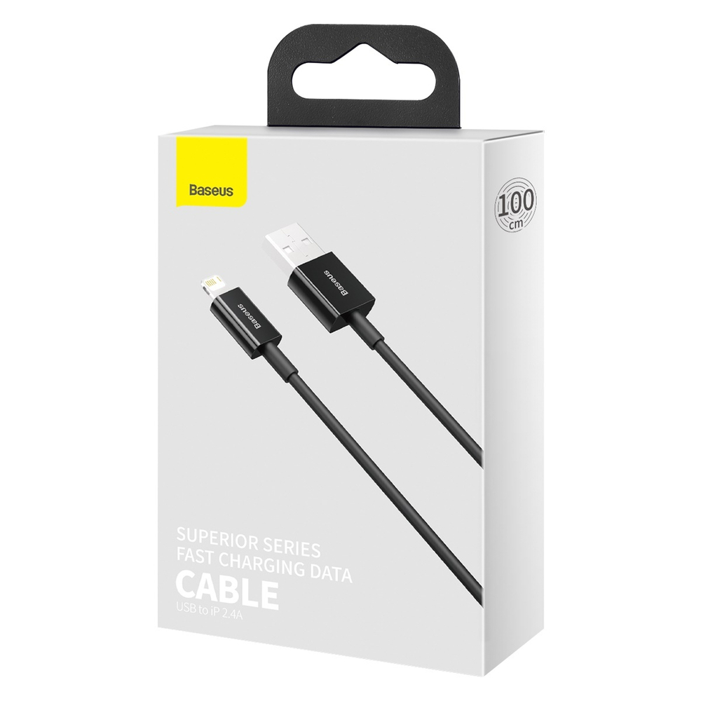 Lightning Кабель Baseus Superior Series Fast Charging Data Cable USB to iP 2.4A 1m - Black