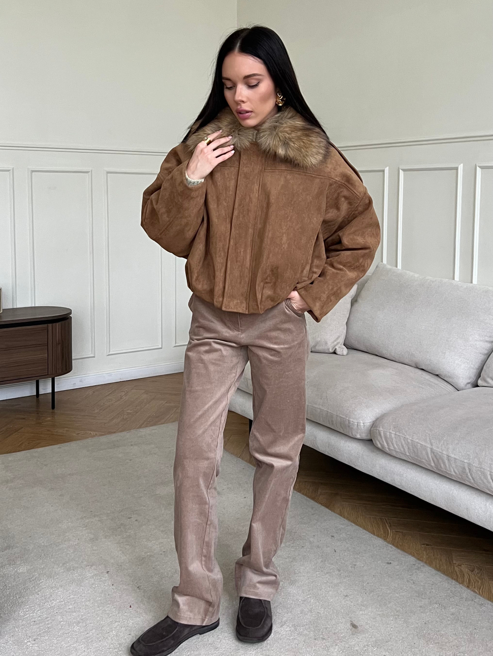 Парка замшевая карамель