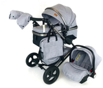 Коляска-трансформер 3В1 с автолюлькой Luxmom 555 Серый текстиль