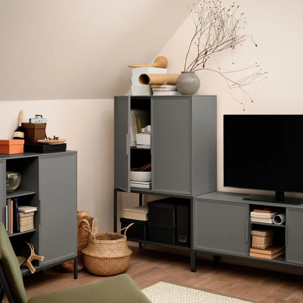 Тумба под ТВ - IKEA TULLSTORP/ТАЛЛСТОРП ИКЕА, 53х35х114 см, серый