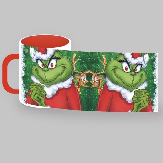 Кружка керамическая объем 330мл, Гринч против В каждой семье есть такой, (красная)