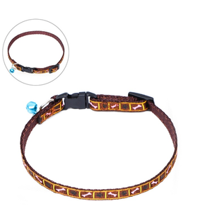 Ошейник двухслойный с фастексом "Косточки и лапки", 30х1см, коричневый, Арт.7345280