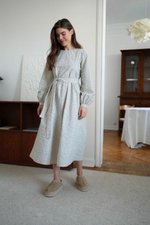 Платье Аврора из фланели, Кремовый с голубыми цветами