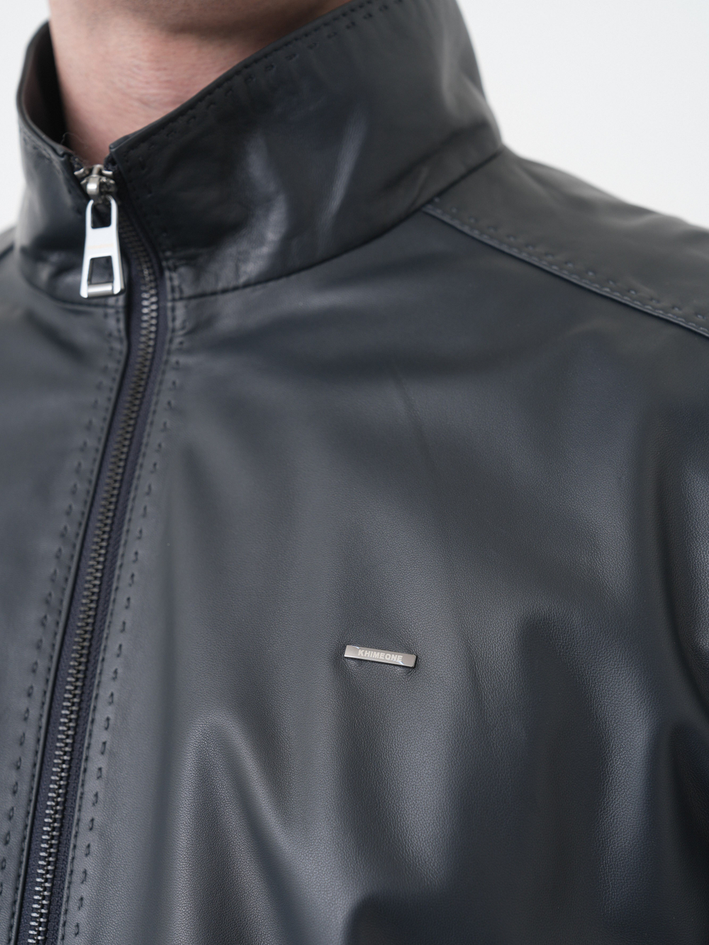 KHIMEONE Мужская кожаная демисезонная куртка (натуральная кожа наппа)