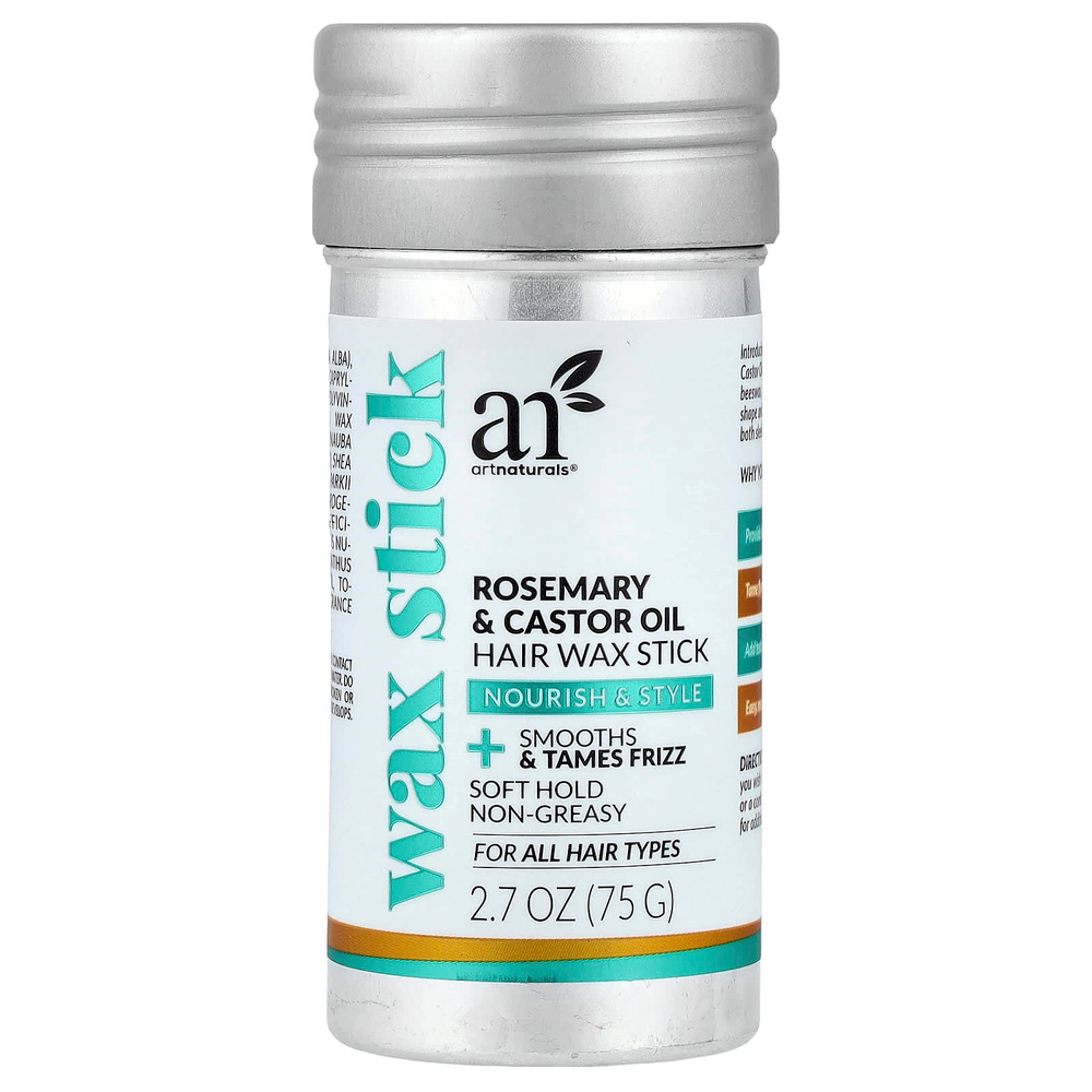 artnaturals, Воск-стик для волос с розмарином и касторовым маслом, для всех типов волос, 75 г (2,7 унции)