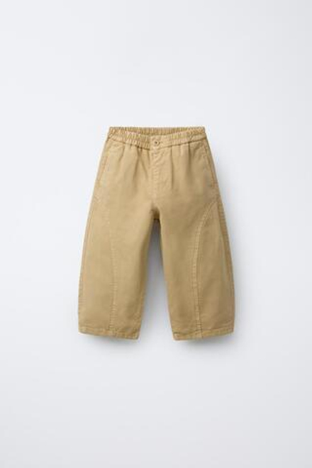 ZARA ХОЛЩОВЫЕ БРЮКИ BALLOON, ПЕСОЧНЫЙ
