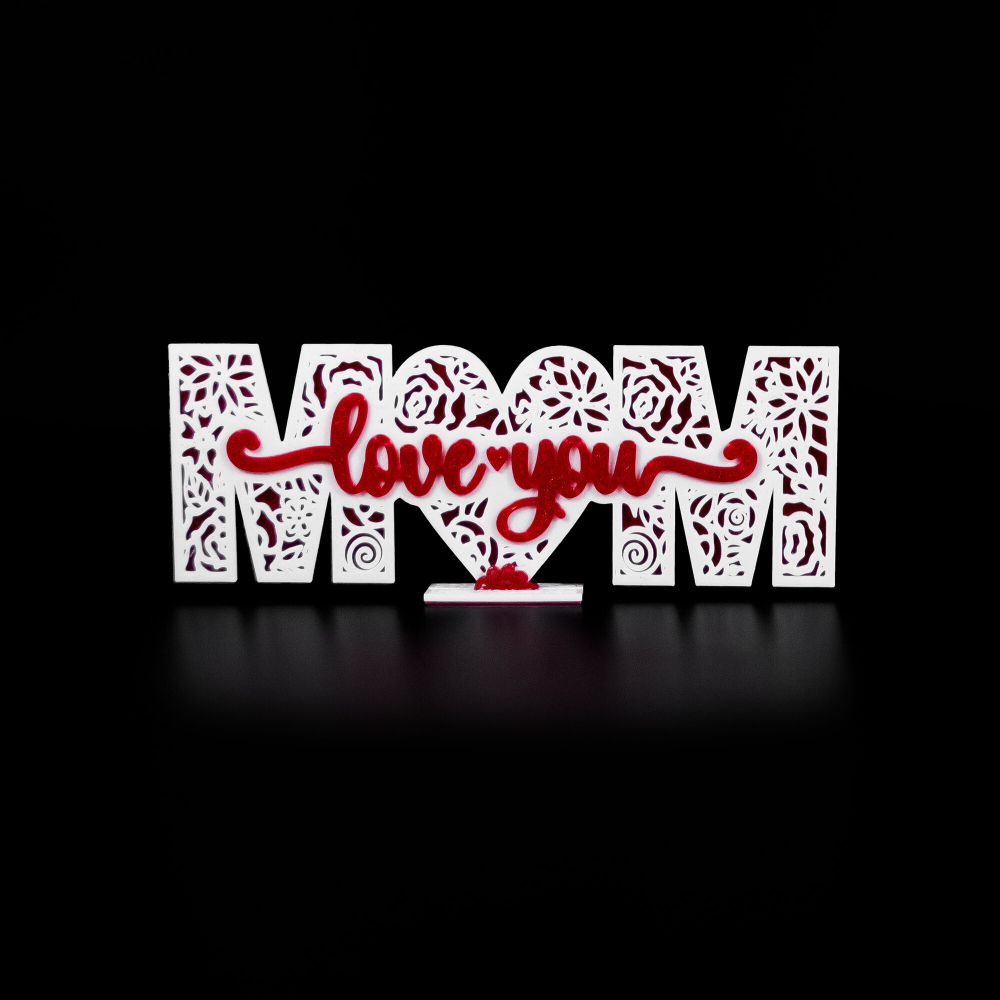 Табличка интерьерная "Love you MOM", "Люблю тебя, мама", 3D печать