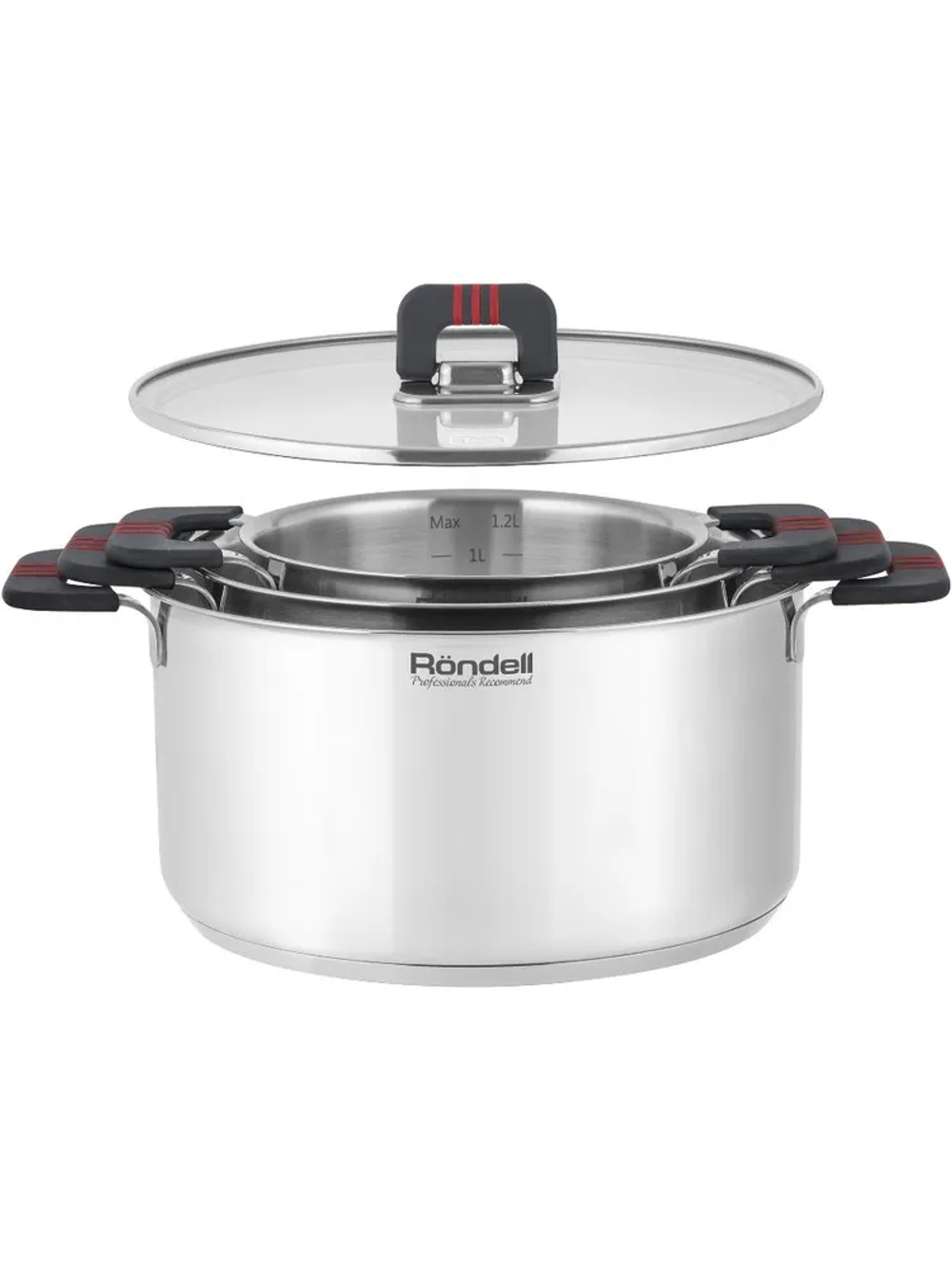 Кастрюля RONDELL RDS-1638 Stripes с крышкой 24 см, 5,2 л стальной