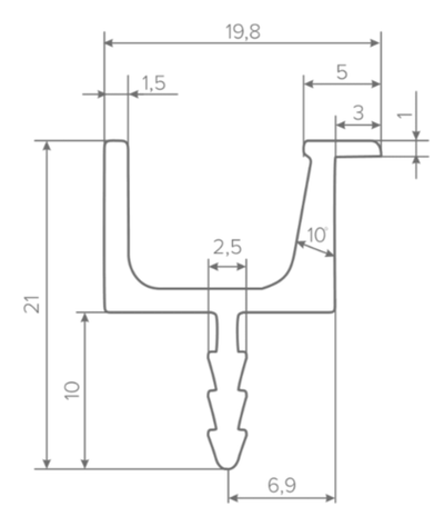 Ручка-профиль торцевая U-line (ДСП+стекло), 5000мм, золото матовое, AQ