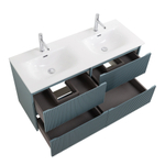 Тумба с раковиной подвесная BelBagno UNO-1200-4C-SO-AO Голубой матовый, раковина белая BB-8099-120-2 с 2-я чашами