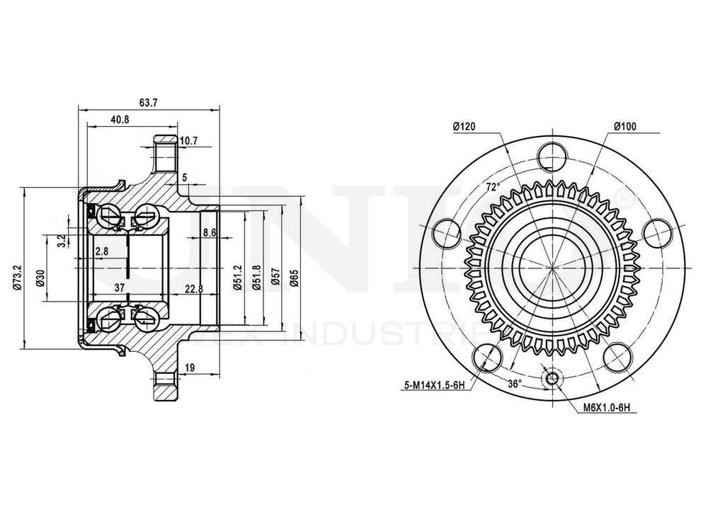 Ступица задняя (с ABS) UNIO HUB-20014