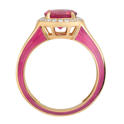 Кольцо с Турмалином и Бриллиантами, Эмаль, R0143-3/1