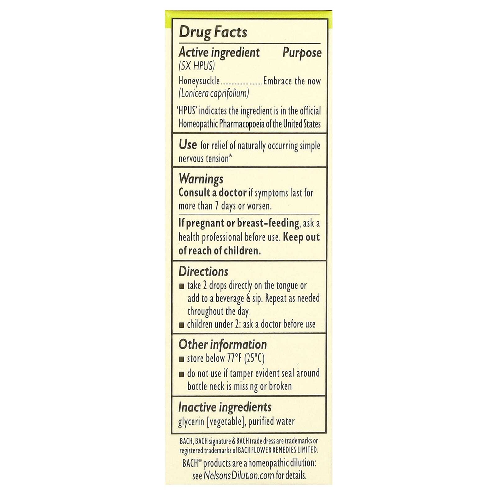 Bach, Original Flower Remedies, жимолость, 10 мл (0,35 жидк. унции)