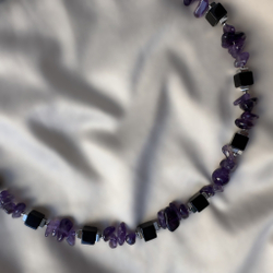 Чокер "Амулет силы и интуиции" с аметистом и агатом