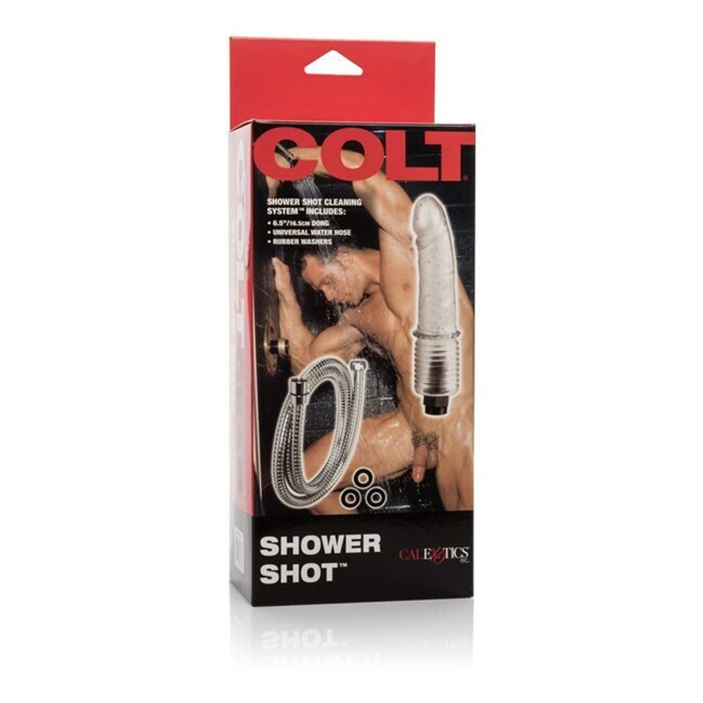 Анальный душ со шлангом и насадкой в форме фаллоса Colt Shower Shot (Цвет: черно-серебристый)
