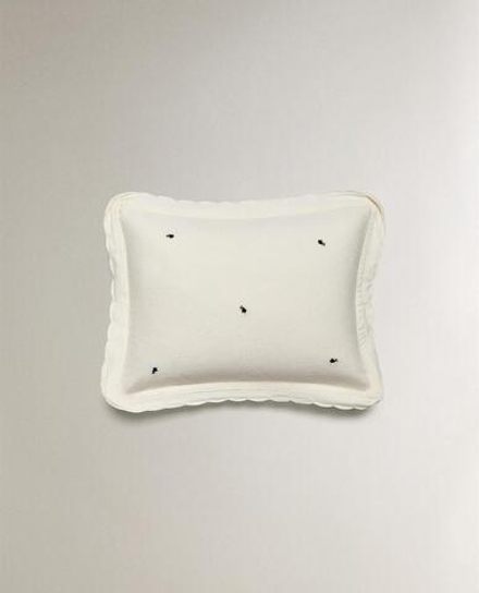 ZARA HOME ДЕТСКАЯ НАВОЛОЧКА С ПРИНТОМ, ЖЕЛТОВАТО-БЕЛЫЙ