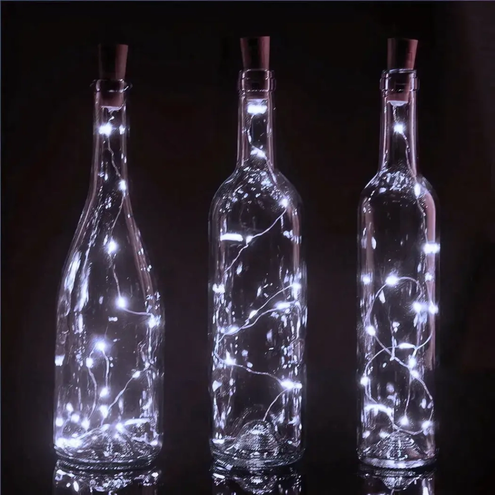 Гирлянда для дома на батарейках 1 м 10 ламп LED, 1 реж.,IP-20 (с пробкой д/бутылки), Белый