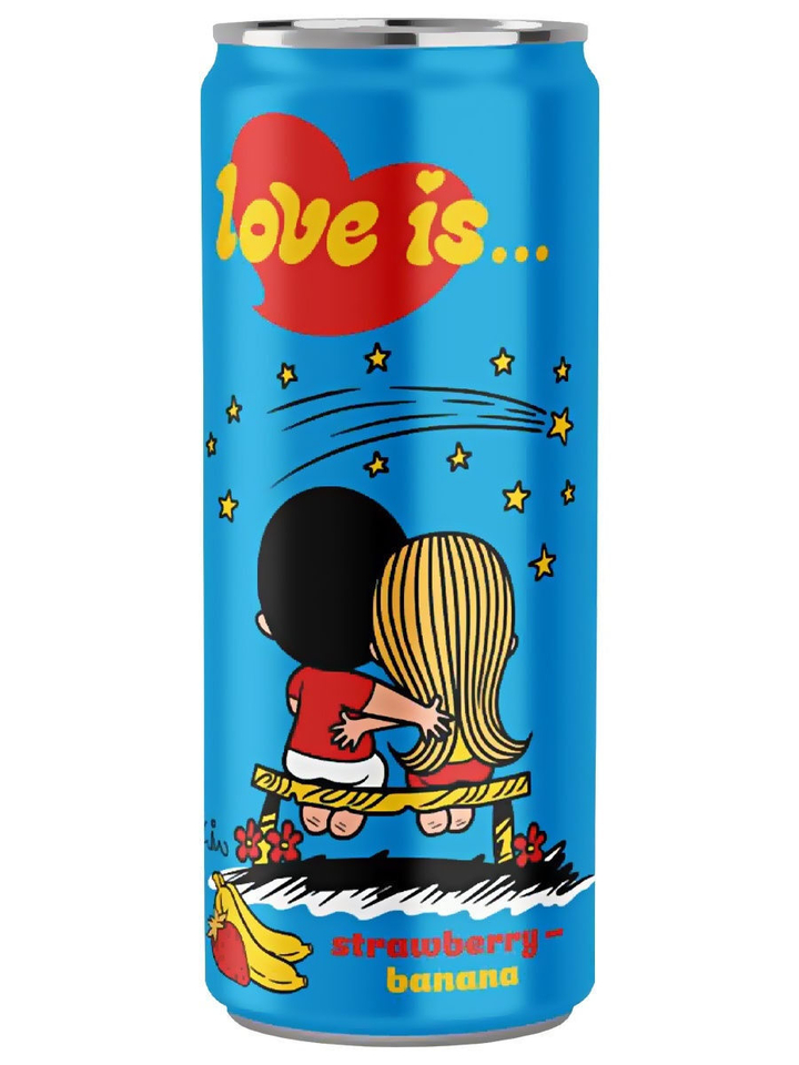 Напиток газированный Love is Strawberry Banana Клубника Банан (Синий) 330 мл