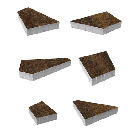 Тротуарная плитка ОРИГАМИ - Листопад гранит Мокко, комплект из 6 видов плит