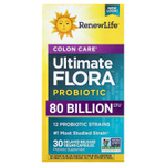 Renew Life, Ultimate Flora™, пробиотик для здоровья кишечника, 30 веганских капсул с отсроченным высвобождением
