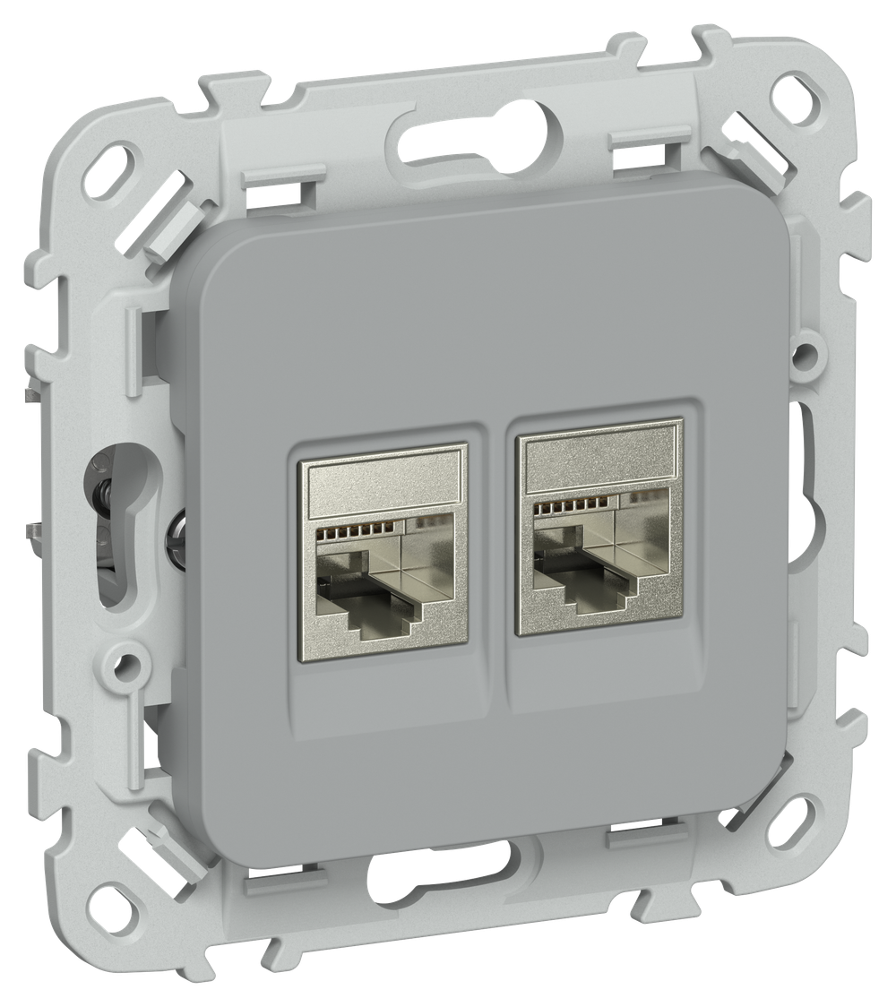 FLITE Розетка 2-местная RJ45/RJ11 категория 5Е/3 STP РКТ5е/3-2-1-ФлС серый IEK