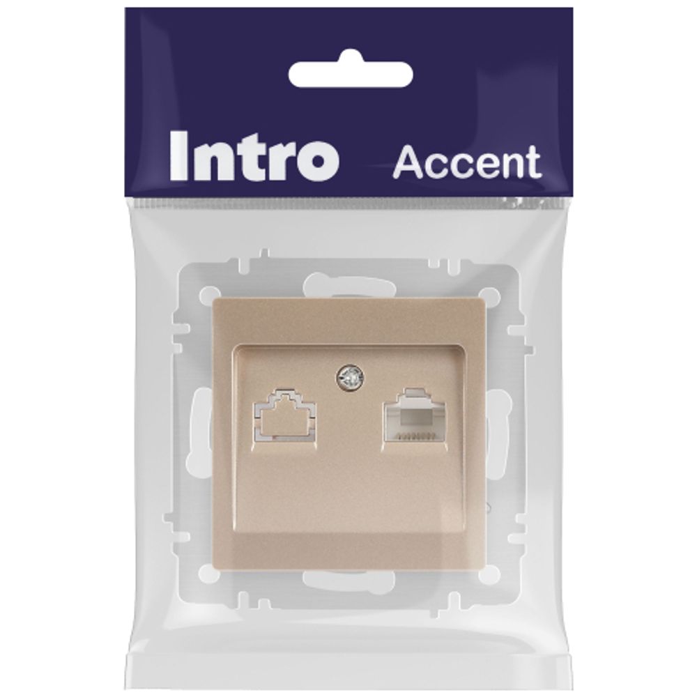 Розетка Intro Accent 6-303-04 информационная RJ45, IP20, СУ, шампань | Intro