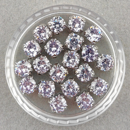 Фианиты шатоны в оправах, Lavender/Rhodium