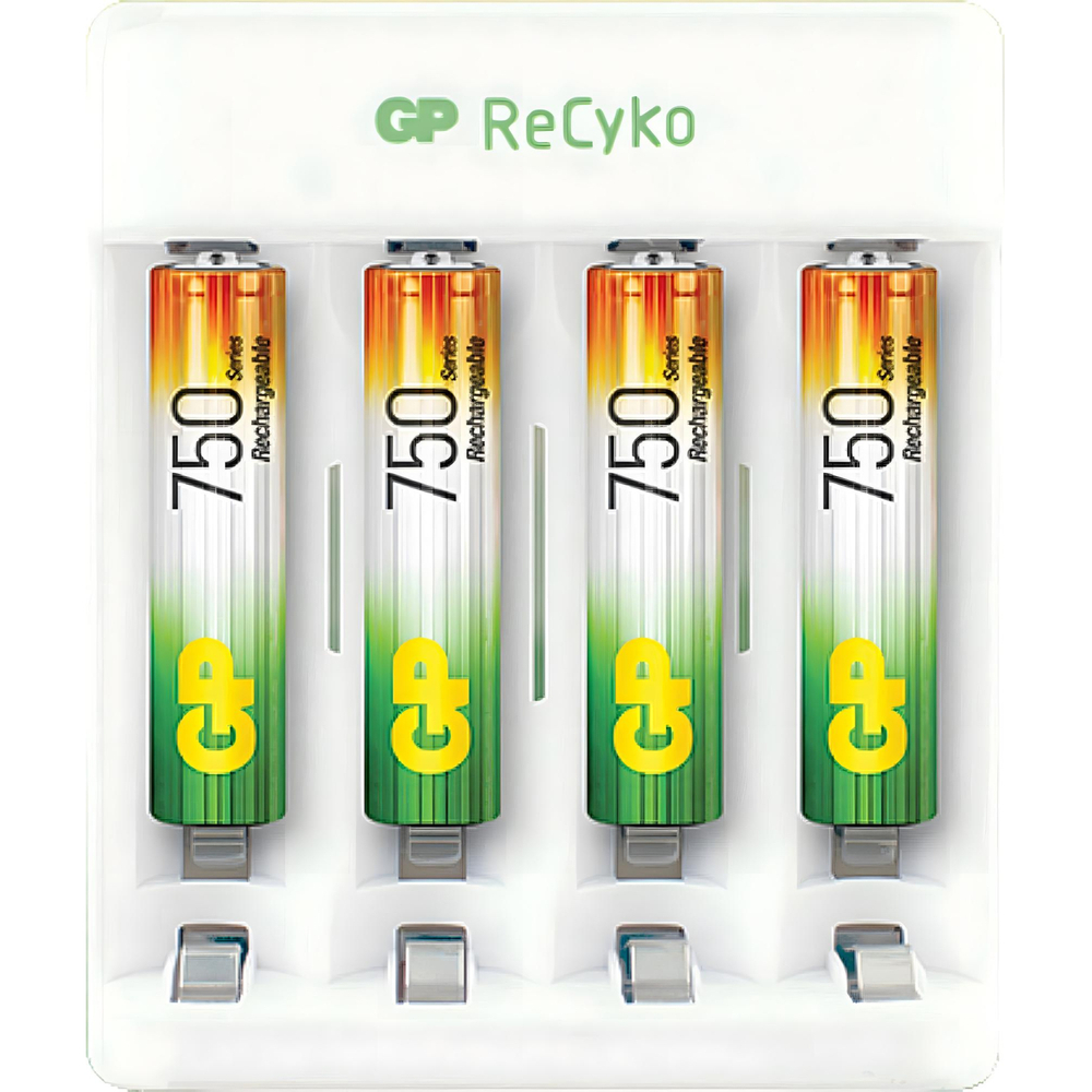 Зарядное устройство GP E411/75AAAHCCS-2CR1, 4 слота + 4 акк. 750 mAh