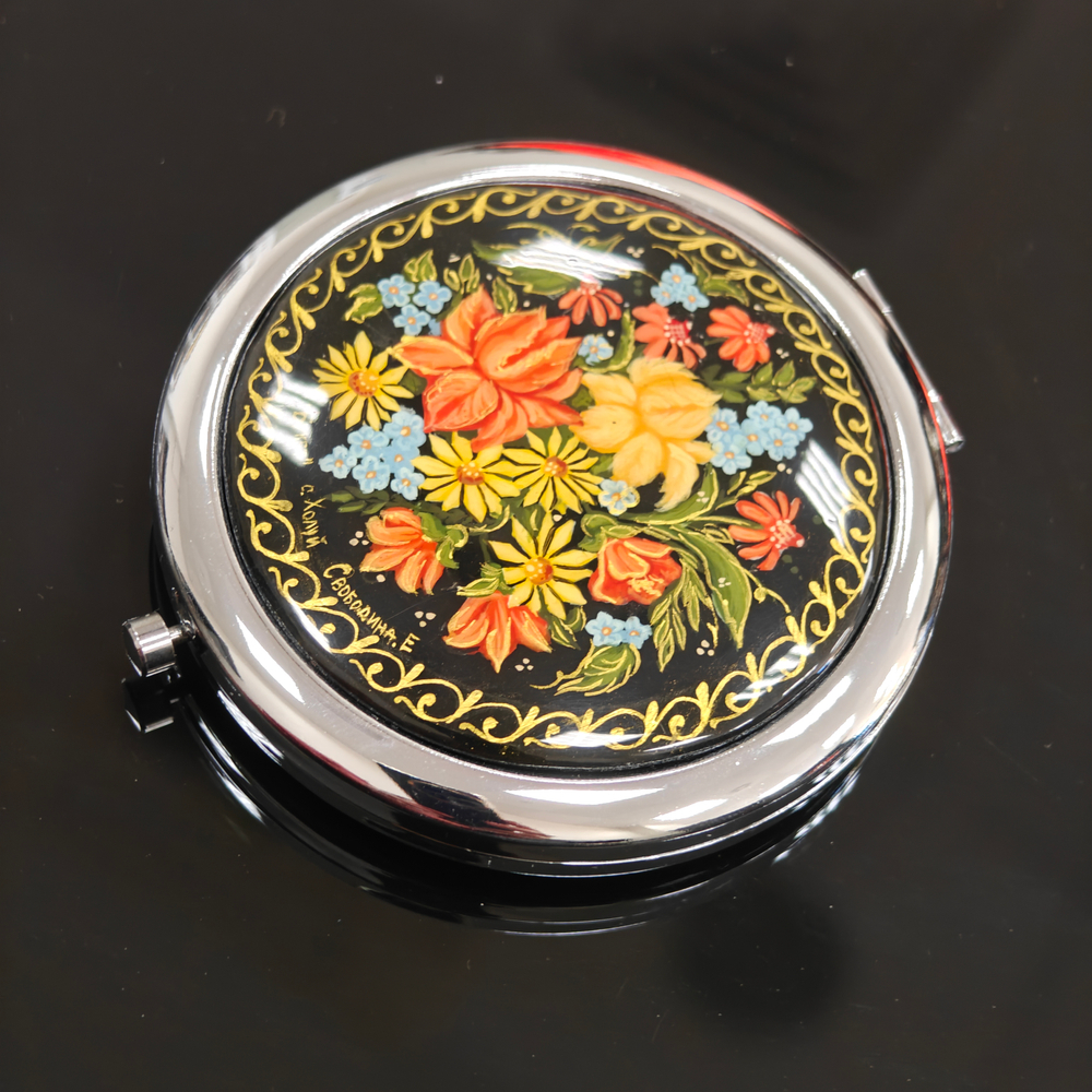 Сувенирное зеркальце с ручной росписью "Букет"