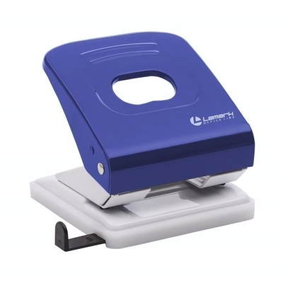 Дырокол 30л с линейкой Mettallic синий (Lamark)