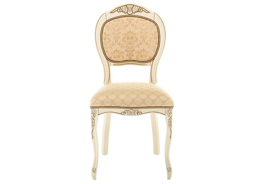 Стул деревянный Woodville Лауро патина золото, бежевый, ножки белые