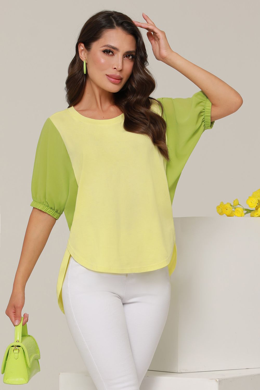 Блузка зеленая летучая мышь DStrend (Акция)