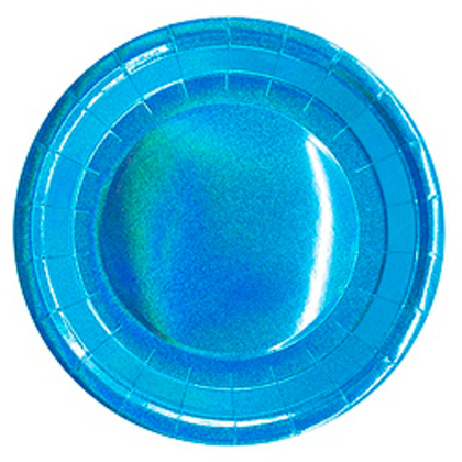 Тарелка-гологр-голубая-23см-6шт