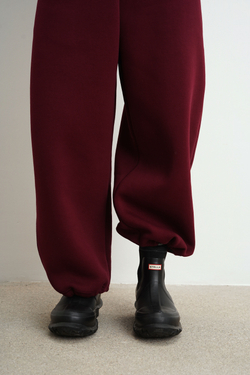 Брюки-бананы с начесом, "Бордо"