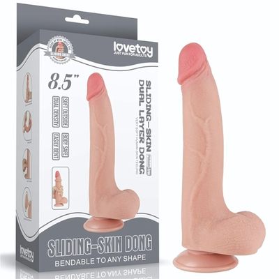 Телесный фаллоимитатор 8.5 Sliding Skin Dual Layer Dong - 20 см. (Цвет: телесный)